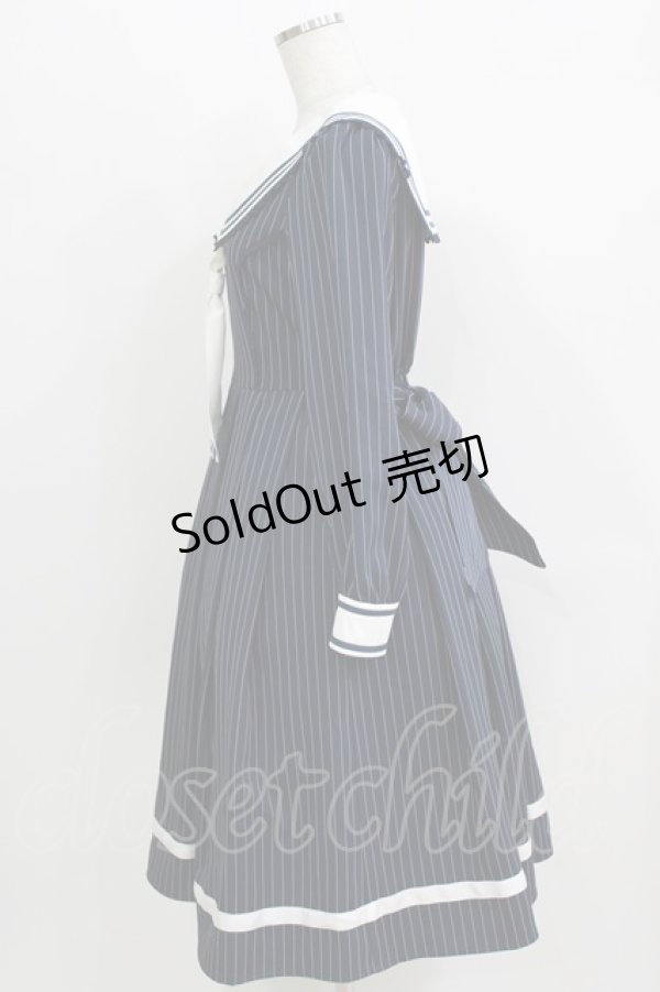 画像2: axes femme kawaii / ストライプセーラーワンピース M ネイビー H-26-04-02-027-AX-OP-NS-ZH (2)
