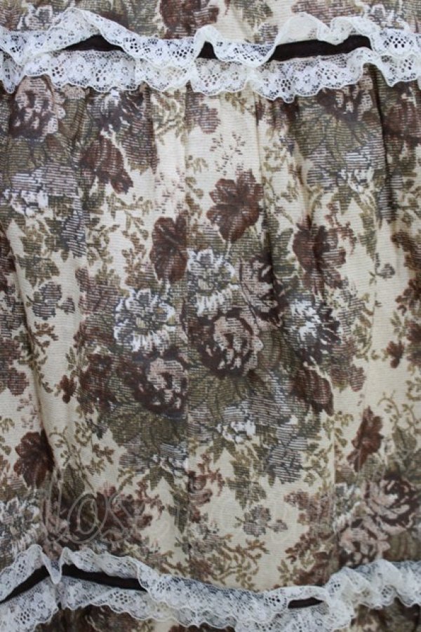 画像4: metamorphose / 【プラスサイズ】ゴブランブーケ シャーリングティアードミディアムジャンパースカート プラスサイズ ブルー系 H-26-04-02-003-ME-OP-NS-ZH (4)