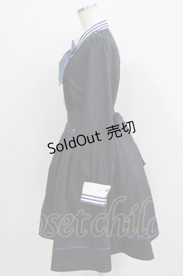 画像2: Amavel / ピンストライプシャツカラーワンピース Free ネイビー H-26-04-02-029-CA-OP-NS-ZH (2)