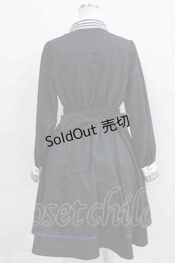 画像3: Amavel / ピンストライプシャツカラーワンピース Free ネイビー H-26-04-02-029-CA-OP-NS-ZH (3)