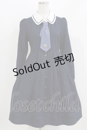 画像: Amavel / モノグラムネクタイシャツワンピース Free ネイビー H-26-04-02-032-CA-OP-NS-ZH