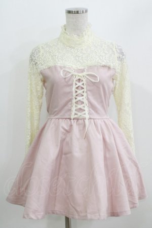 画像: LIZ LISA / レース切替ビスチェワンピース Free ピンク H-26-04-02-035-LO-OP-NS-ZH