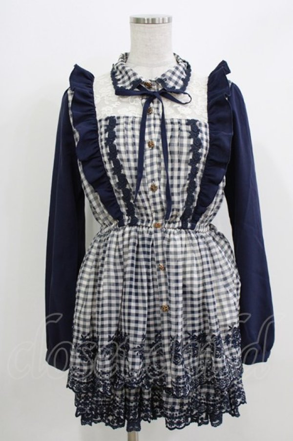 画像1: LIZ LISA / ギンガムチェックセットアップ Free ネイビー H-26-04-02-042-LO-TO-NS-ZH (1)