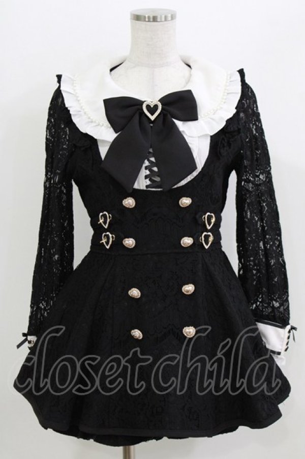 画像1: LIZ LISA / サイドハートバックルレースセットアップ Free ブラック H-26-04-02-043-LO-OP-NS-ZH (1)