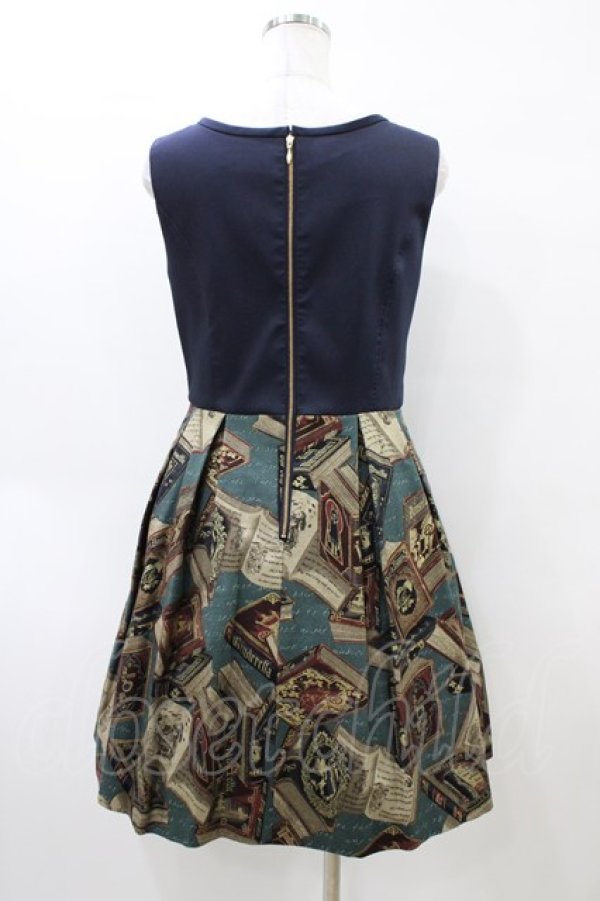 画像2: Jane Marple / フェアリーテイルBOOKビスチェドレス  ブルーグレイ×ネイビー H-26-04-02-1024-JM-OP-KB-ZH (2)