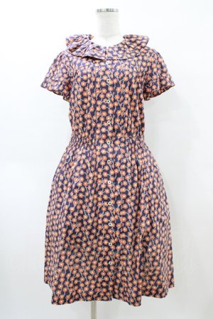 画像: Jane Marple Dans Le Salon / Pepプリントのタックカラーワンピース M ブルー H-26-04-02-1029-JM-OP-KB-ZH