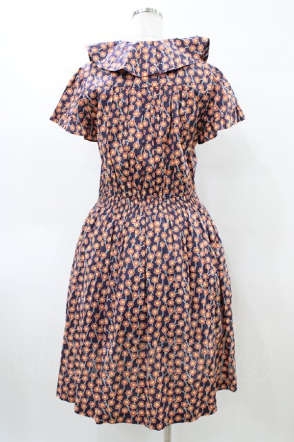 画像2: Jane Marple Dans Le Salon / Pepプリントのタックカラーワンピース M ブルー H-26-04-02-1029-JM-OP-KB-ZH (2)