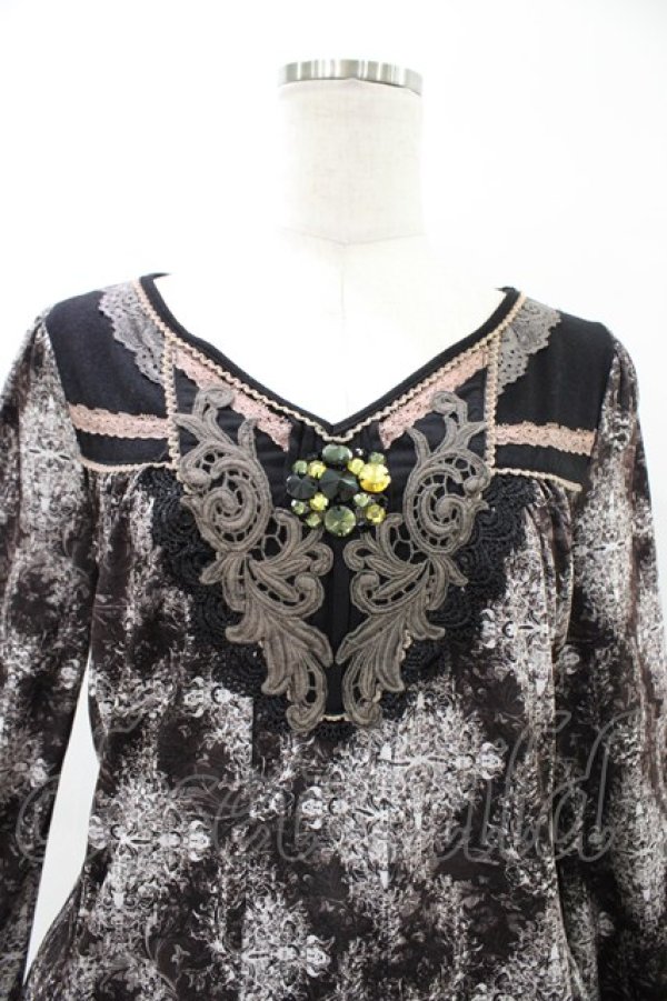 画像3: Rozen Kavalier / ビジュー付プリントワンピース  ブラック H-26-04-02-1030-OO-OP-KB-ZH (3)