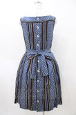 画像2: Jane Marple / ドットストライプのスクエアドレス  ブルー×ブラウン H-26-04-02-1031-JM-OP-KB-ZH (2)
