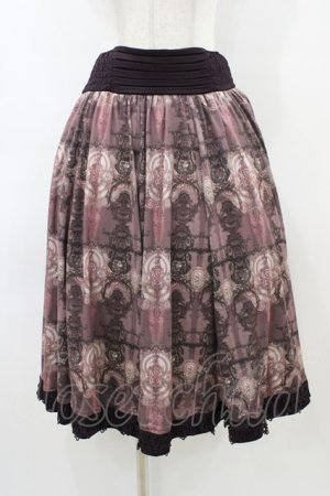 画像: OZZ ANGELO / 総柄裾レーススカート  ブラウン H-26-04-02-1035-OO-SK-KB-ZH