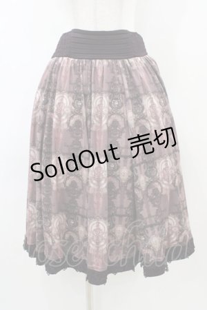 画像: OZZ ANGELO / 総柄裾レーススカート  ブラウン H-26-04-02-1035-OO-SK-KB-ZH