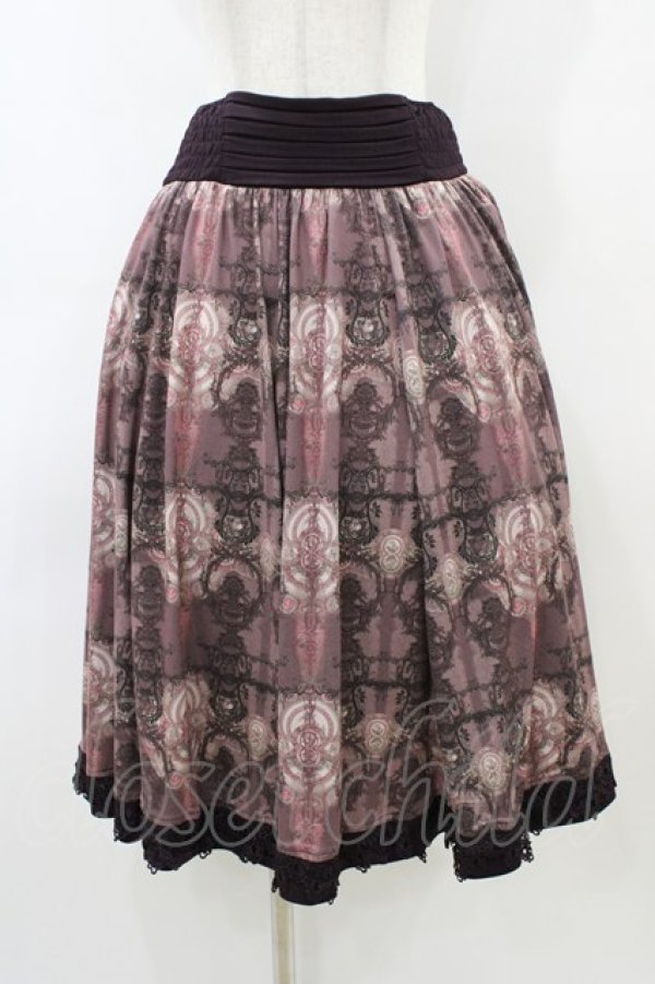 画像1: OZZ ANGELO / 総柄裾レーススカート  ブラウン H-26-04-02-1035-OO-SK-KB-ZH (1)