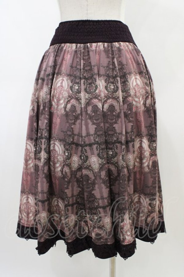 画像2: OZZ ANGELO / 総柄裾レーススカート  ブラウン H-26-04-02-1035-OO-SK-KB-ZH (2)