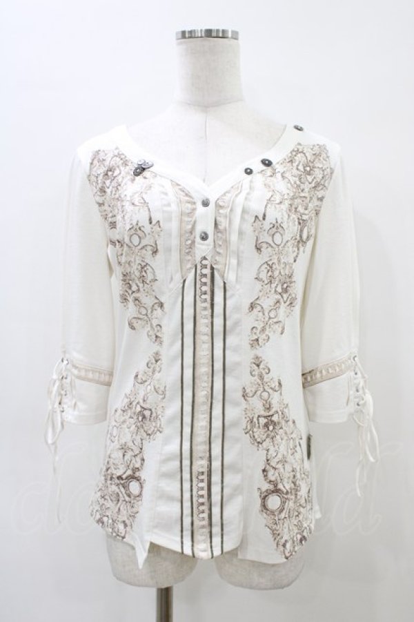 画像1: OZZ ANGELO / プリント5部袖トップス  オフ H-26-04-02-1043-OO-TO-KB-ZH (1)