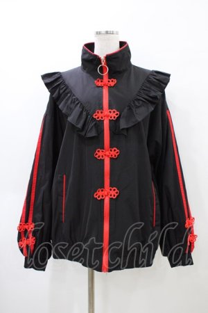 画像: REFLEM / チャイナフリルトラックジャージ FREE 黒×赤 H-26-04-02-1049-PU-JA-AK-ZH