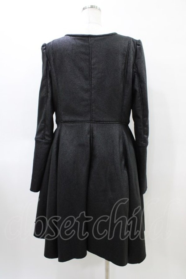 画像2: h.NAOTO / ドラゴンレザー切替ZIPコートワンピース  黒 H-26-04-02-1006-HN-CO-KB-ZH (2)