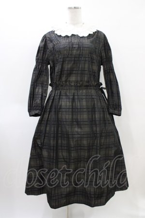 画像: Jane Marple / Memory shadow check shirring dress  ブラック H-26-04-02-1008-JM-OP-KB-ZH