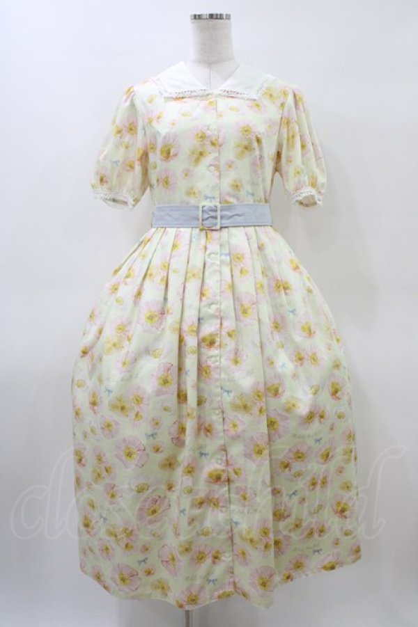 画像1: Melody BasKet / Blooming poppyフロントボタンワンピース M イエロー H-26-04-02-1017-LO-OP-KB-ZH (1)