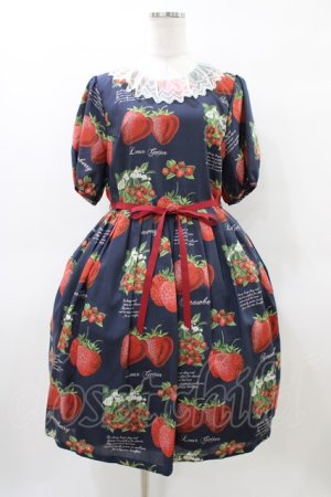 画像: Leur Getter / Strawberry Garden袖付きワンピース L(トールサイズ) ネイビー H-26-04-02-1021-LU-OP-KB-ZH