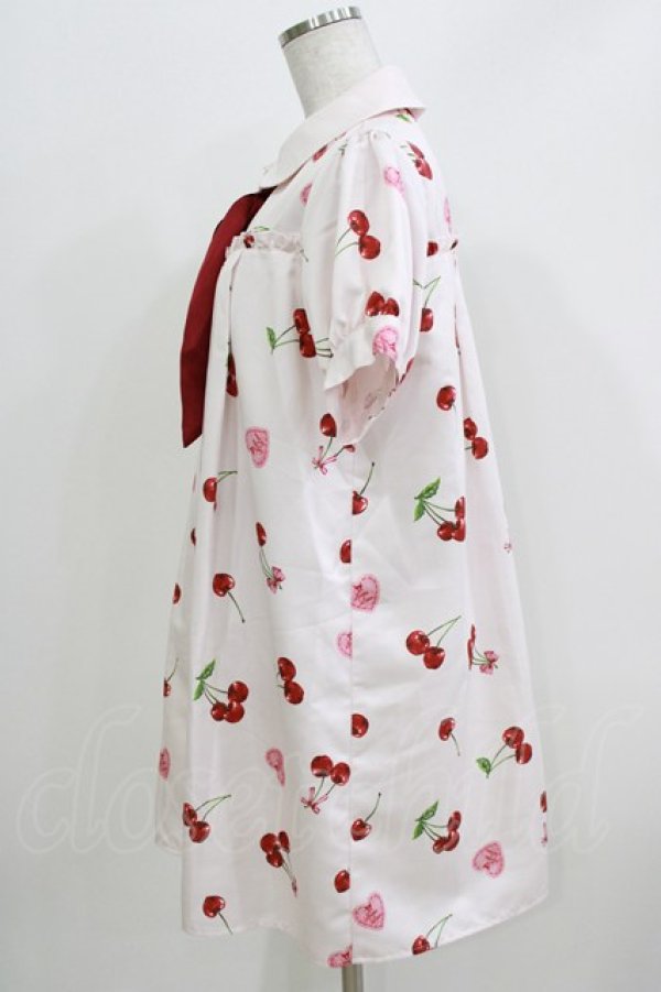 画像2: Ank Rouge / Lacy Heart Cherryシャツワンピース M オフ H-26-04-02-050-CA-OP-NS-ZH (2)
