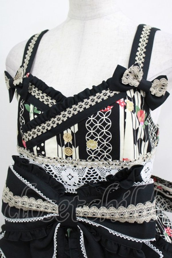 画像4: metamorphose / おとめの恋つばき タックジャンパースカート サイズ1 ブラック H-26-04-02-006-ME-OP-NS-ZH (4)