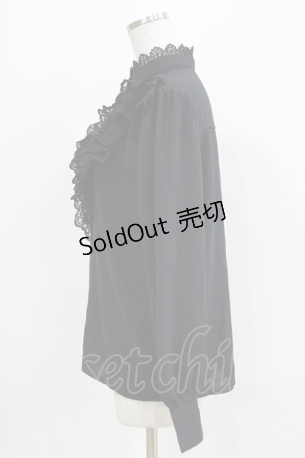 画像2: axes femme / リボンタイ付レースフリルブラウス M ブラック H-26-04-02-055-AX-BL-NS-ZH (2)
