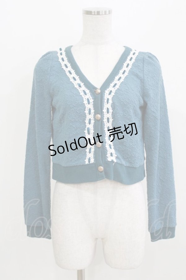 画像1: LIZ LISA / はしごレースカーディガン Free ブルーグリーン H-26-04-02-061-LO-TO-NS-ZH (1)