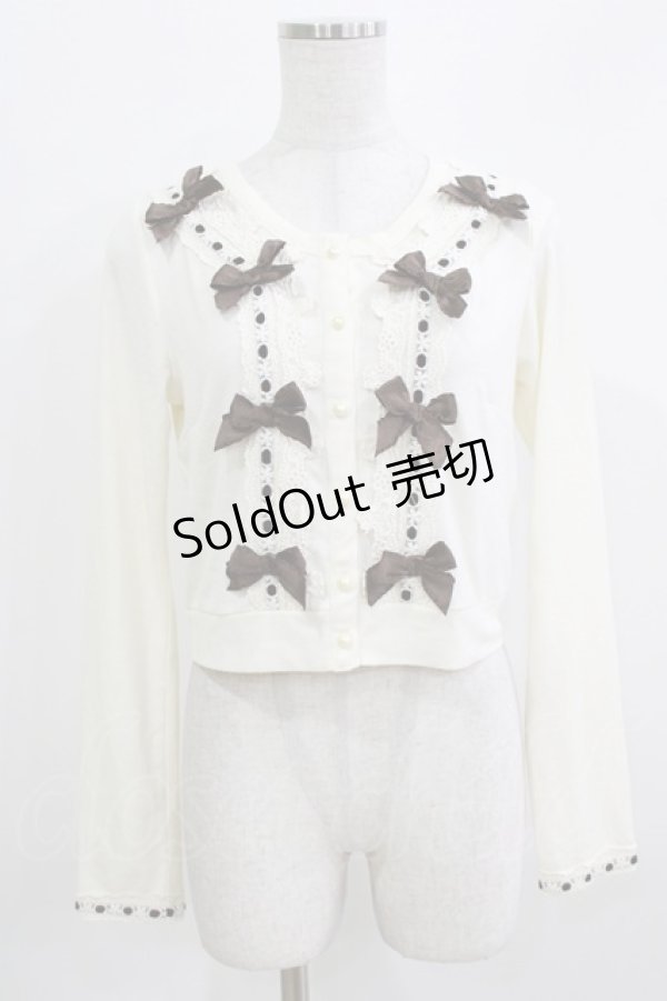 画像1: LIZ LISA / リボンカーディガン Free オフ/ブラウン H-26-04-02-063-LO-TO-NS-ZH (1)