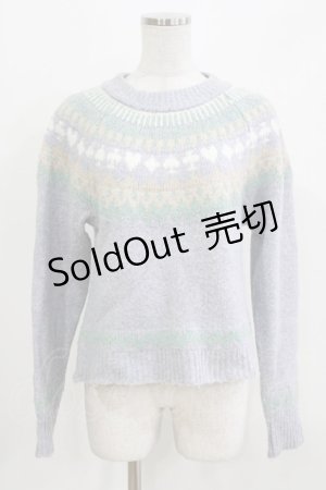 画像: axes femme POETIQUE / トランプ求心柄ニットプルオーバー M ブルー H-26-04-02-064-AX-TO-NS-ZH