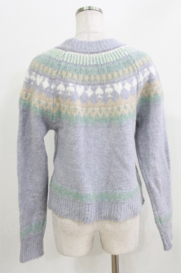 画像3: axes femme POETIQUE / トランプ求心柄ニットプルオーバー M ブルー H-26-04-02-064-AX-TO-NS-ZH (3)