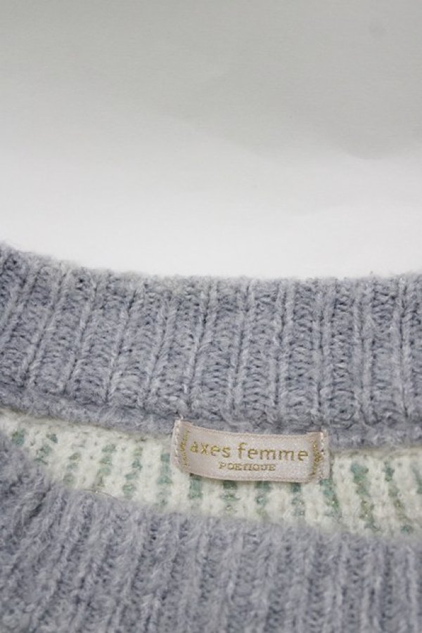 画像5: axes femme POETIQUE / トランプ求心柄ニットプルオーバー M ブルー H-26-04-02-064-AX-TO-NS-ZH (5)