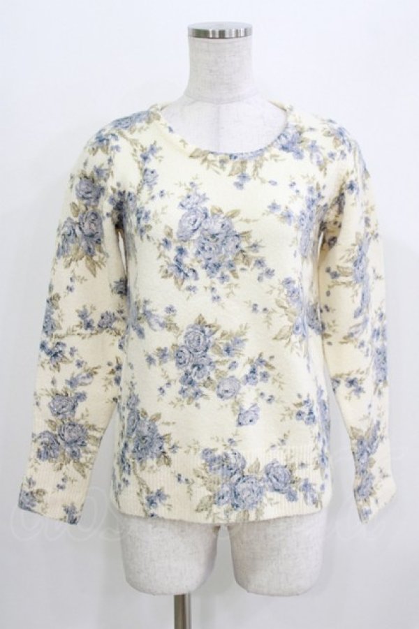 画像1: an another angelus / ローズプリントニットプルオーバー Free L/BLUE H-26-04-02-065-CA-TO-NS-ZH (1)