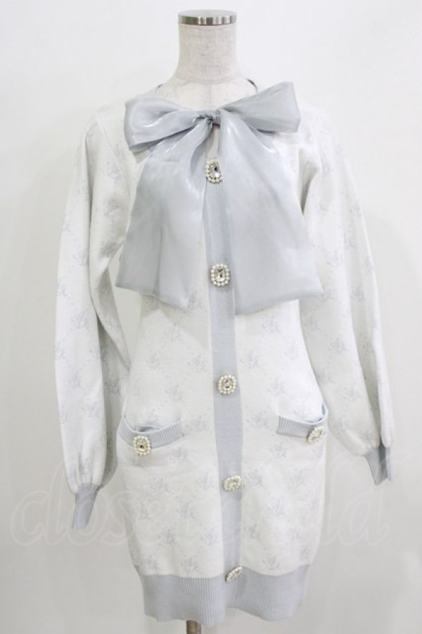 画像1: Ank Rouge / モノグラムニットカーデライクワンピース M オフ/サックス H-26-04-02-066-CA-OP-NS-ZH (1)