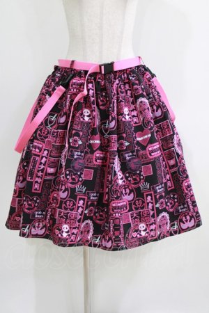 画像: metamorphose / 【プラスサイズ】電脳Neon少女 ベルト付きスカート プラスサイズ ピンク系 H-26-04-02-015-ME-SK-NS-ZH