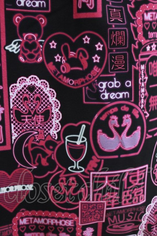 画像4: metamorphose / 【プラスサイズ】電脳Neon少女 ベルト付きスカート プラスサイズ ピンク系 H-26-04-02-015-ME-SK-NS-ZH (4)