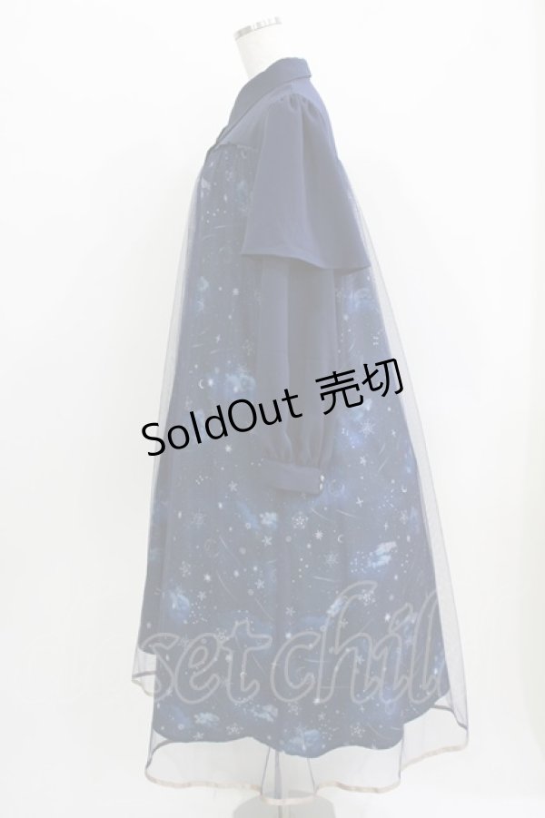 画像2: axes femme / ステラートプリントシャツワンピース Free ネイビー H-26-04-02-018-AX-OP-NS-ZH (2)