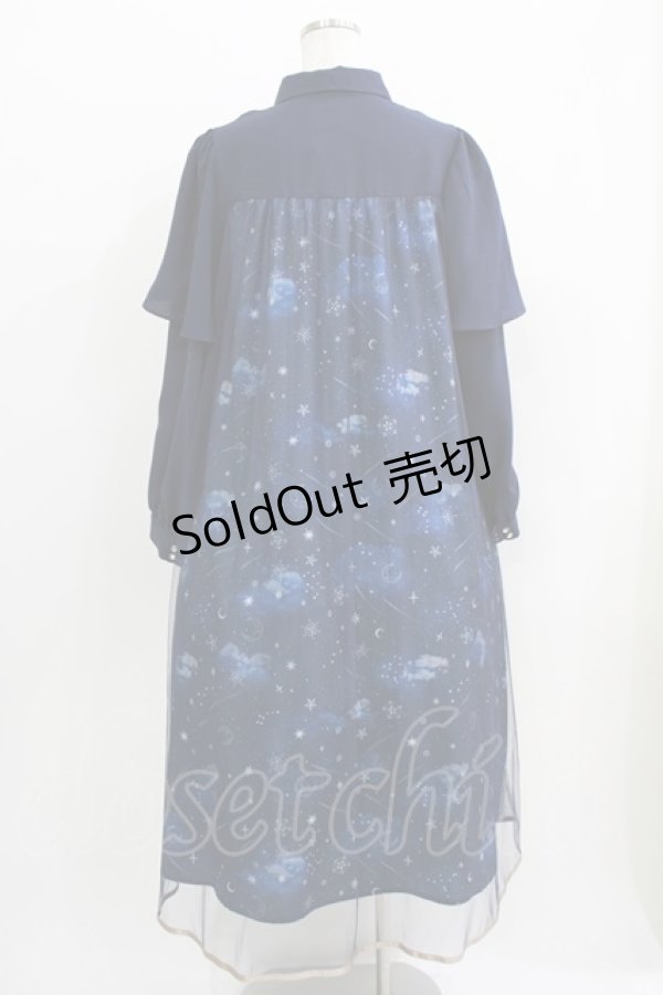 画像3: axes femme / ステラートプリントシャツワンピース Free ネイビー H-26-04-02-018-AX-OP-NS-ZH (3)