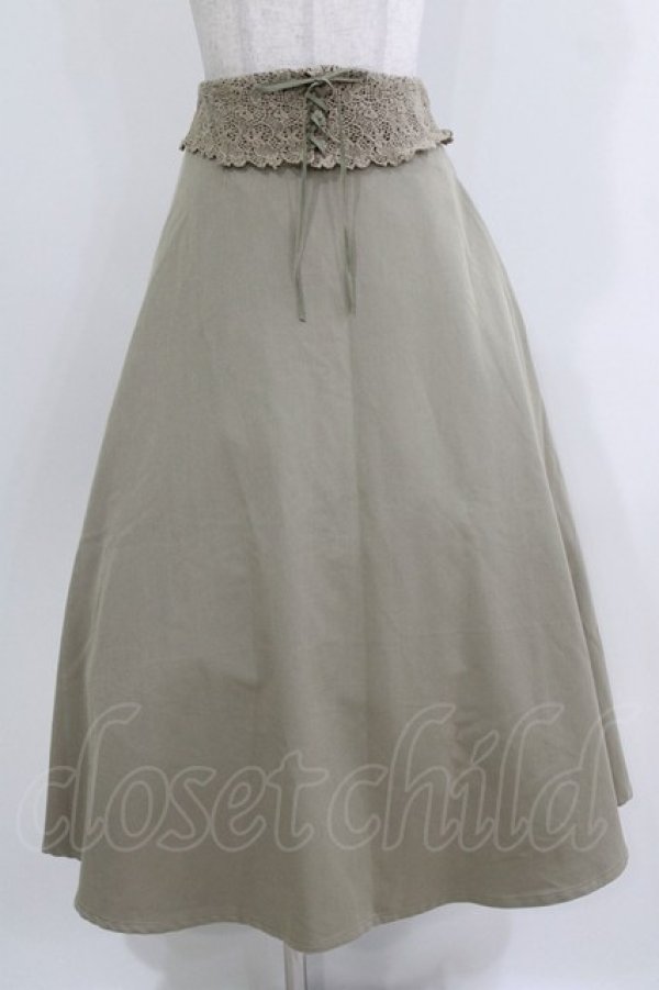 画像1: an another angelus / ウエストレースコルセットフレアースカート Free GREEN H-26-04-02-023-CA-SK-NS-ZH (1)