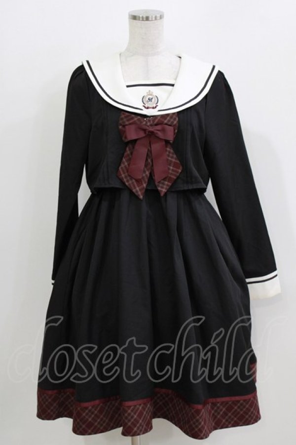 画像1: Amavel / Classique Emblem Setup風セーラーミドル丈ワンピース Free ネイビー H-26-04-02-024-CA-OP-NS-ZH (1)