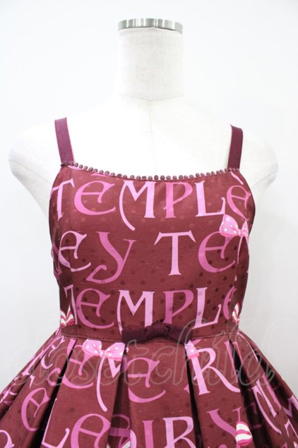 画像4: Shirley Temple / ロゴプリントジャンパースカート  ワイン H-26-04-03-025-ET-OP-KB-ZH (4)