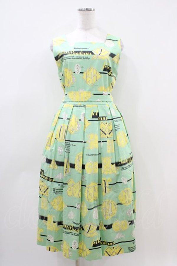 画像1: Jane Marple / Jolies broderies square dress  citron green H-26-04-03-027-JM-OP-KB-ZH (1)