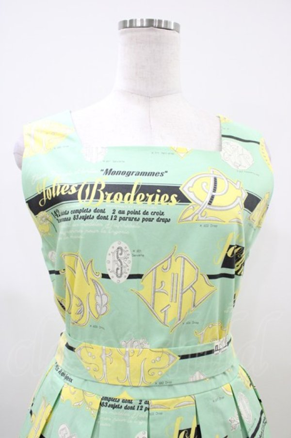 画像4: Jane Marple / Jolies broderies square dress  citron green H-26-04-03-027-JM-OP-KB-ZH (4)