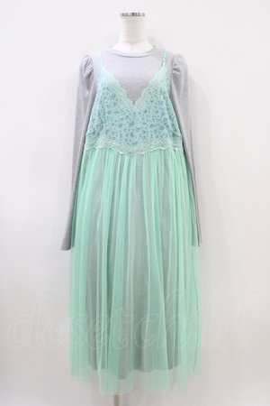 画像: Candy Stripper / LINGERIE LAYERED DRESS  グレー×ミント H-26-04-03-034-PU-OP-KB-ZH