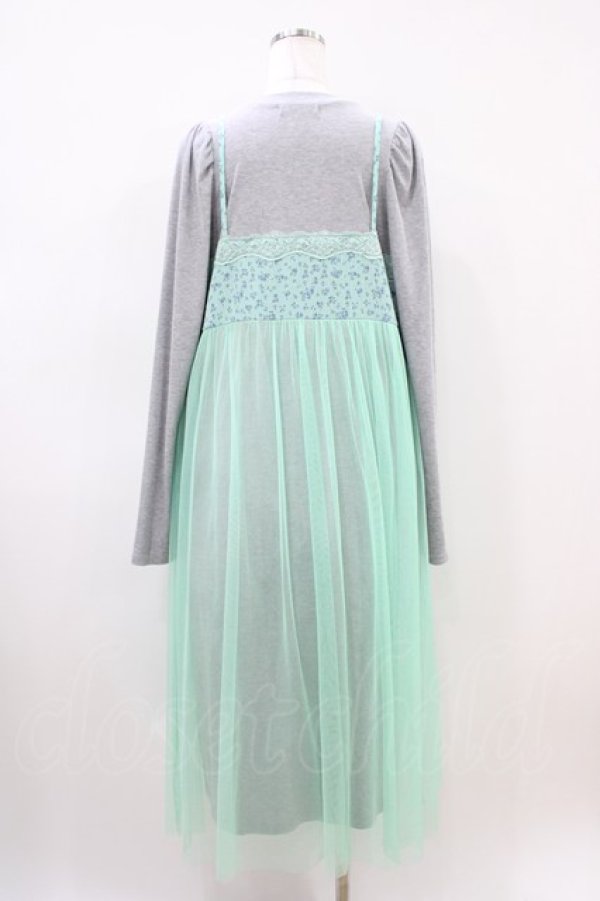 画像2: Candy Stripper / LINGERIE LAYERED DRESS  グレー×ミント H-26-04-03-034-PU-OP-KB-ZH (2)