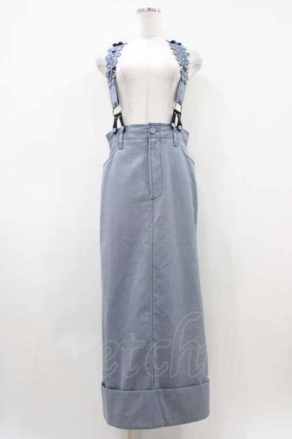 画像1: Jane Marple / フラワーサスペンダーロングスカート  ブルー H-26-04-03-044-JM-SK-KB-ZH (1)