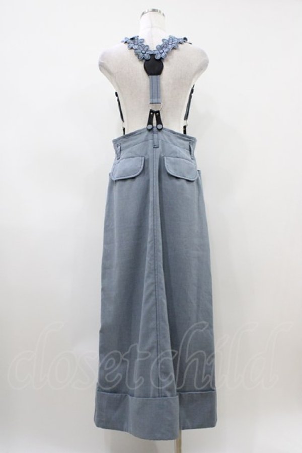 画像2: Jane Marple / フラワーサスペンダーロングスカート  ブルー H-26-04-03-044-JM-SK-KB-ZH (2)