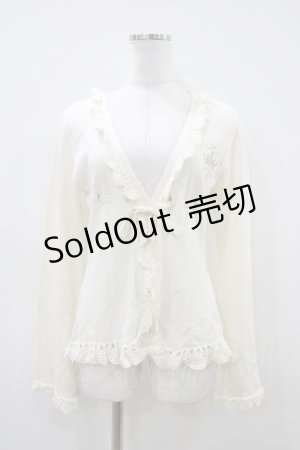 画像: PUTUMAYO / 刺繍レースアップカーデ  アイボリー H-26-04-03-053-PT-TO-AK-ZH