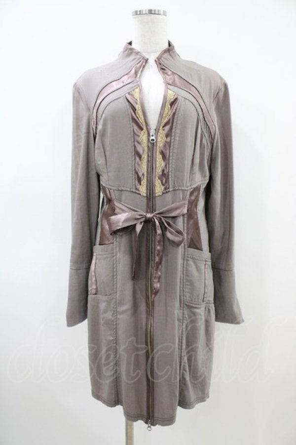 画像1: Ozz oneste / サテン切替ZIPジャケット  茶 H-26-04-03-054-OO-JA-KB-ZH (1)