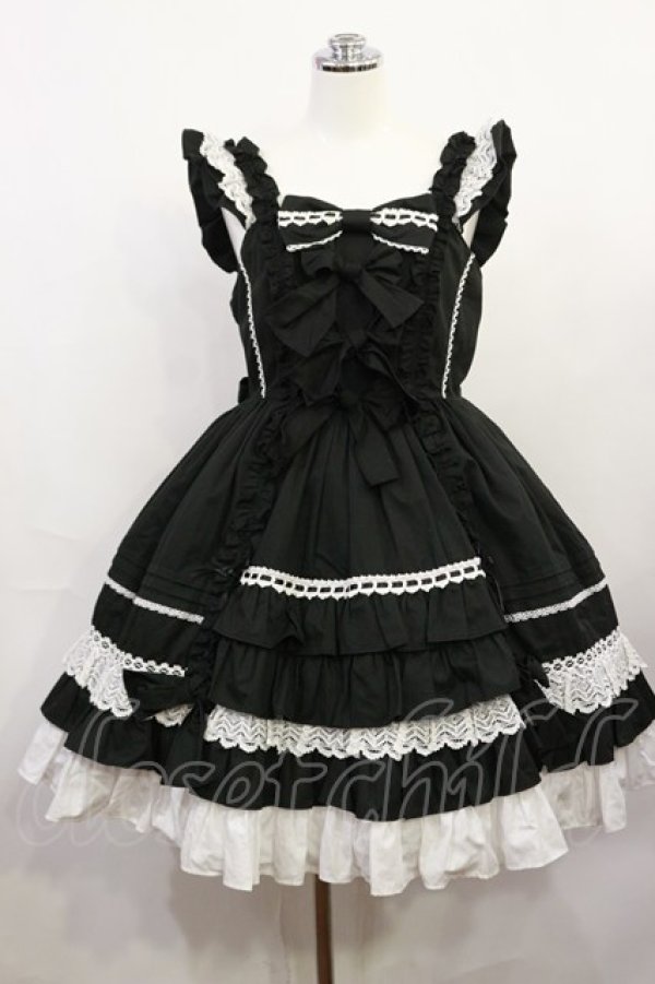 画像1: Angelic Pretty / Sweetフリルジャンパースカート Free ブラック H-26-04-03-1001-AP-OP-NS-ZH (1)
