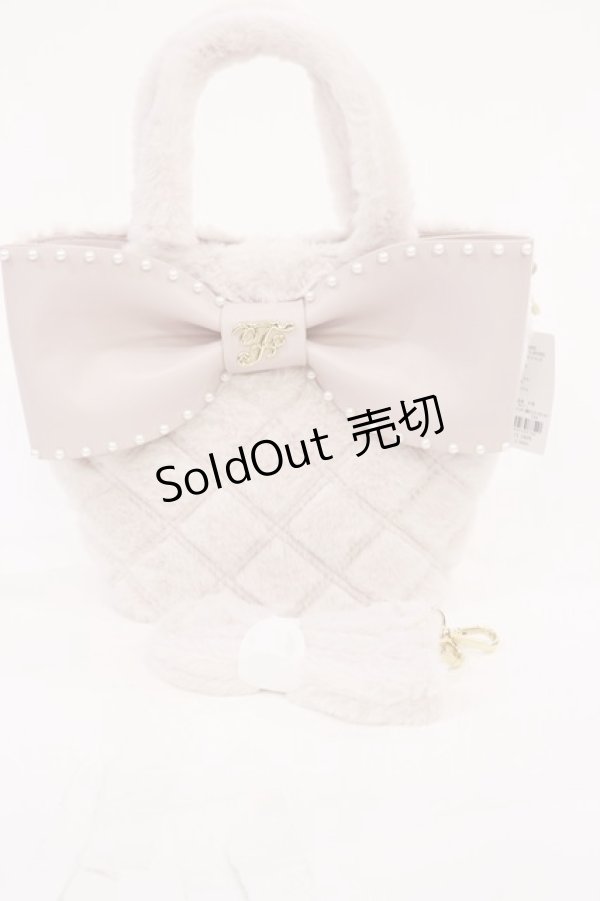 画像1: Maison de FLEUR / フェイクファーパールリボントートバッグ  ピンク H-26-04-03-1039-LO-BG-NS-ZH (1)